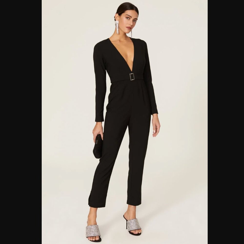 Hutch Deep V-neck Jumpsuit Size 0 Black